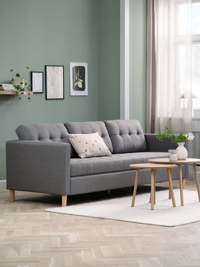 Sofa FALSLEV 3-Sitzer grau Stoff