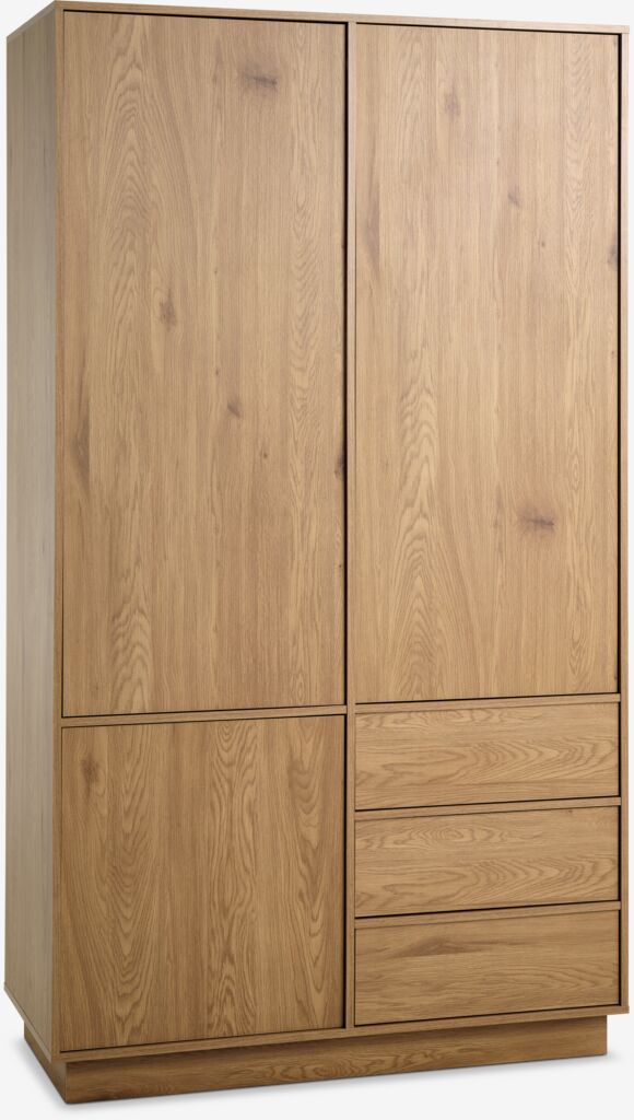 Kleiderschrank TRANUM 120x214 3 Türen 3 Schubl. Eichenfarbe