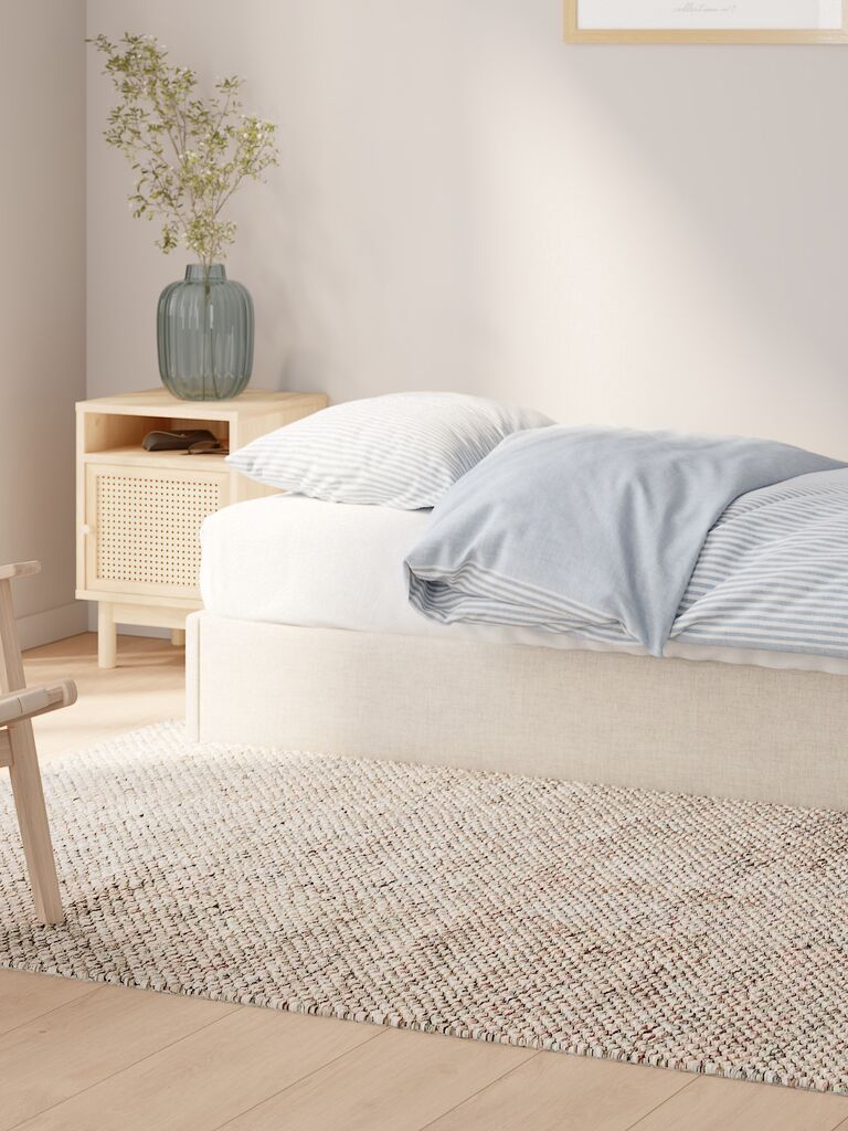 Bett mit Stauraum SEDEN 90x200 seitl. Hebefunktion beige