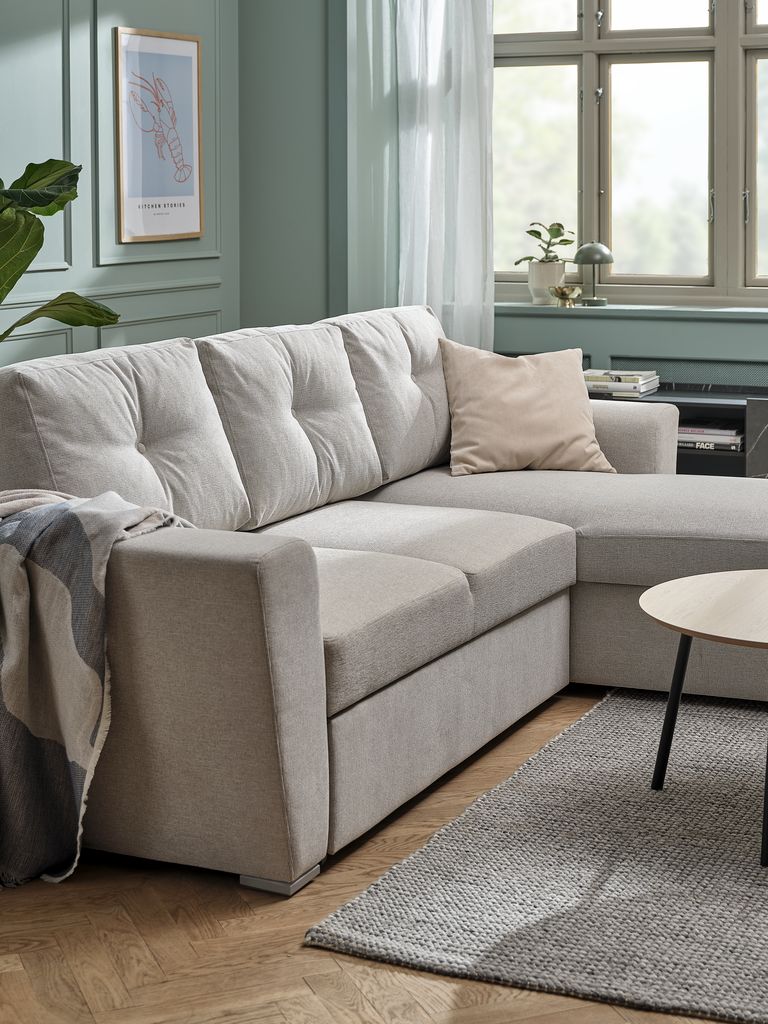 Schlafsofa mit Chaiselongue VEJLBY Stoff beige