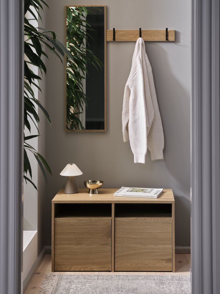 Flurgarderobe RAVSTED m/Spiegel 2 Schubladen Eiche warm